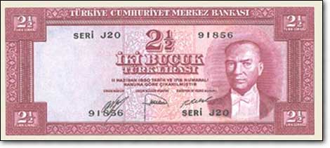 النسخة الثالثة من فئة 2.5 ليرة تركية (أضغر فئة)