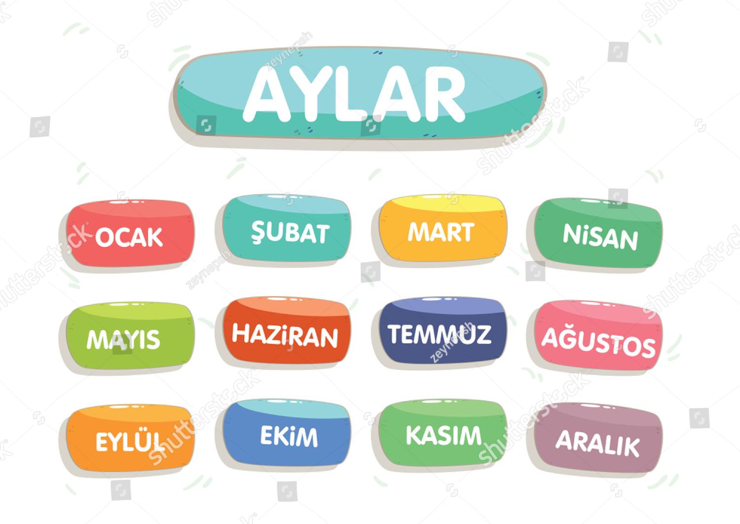 الأشهر باللغة التركية