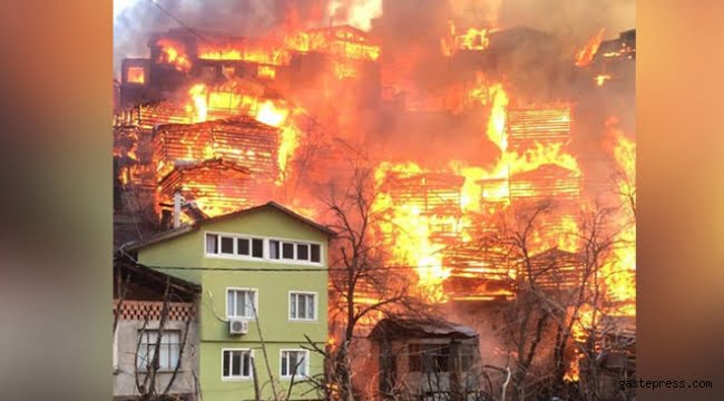 حريق ضخم يلتهم 50 منزلا